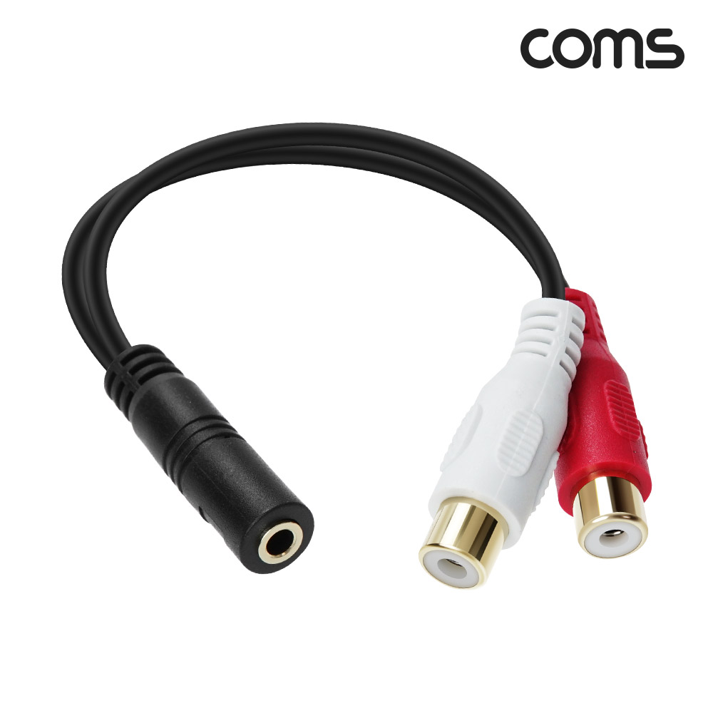 Coms 스테레오 3극 to RCA 2선 케이블 20cm, 3.5mm Stereo 3극 F to 2RCA F