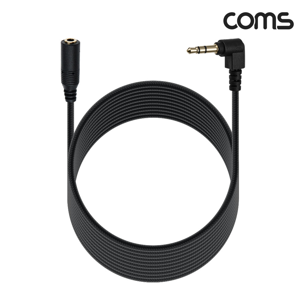 Coms 3극 연장 메쉬 케이블 10m 3.5mm 3극 M 꺾임 to F AUX Stereo, 순수 무산소동선 사용