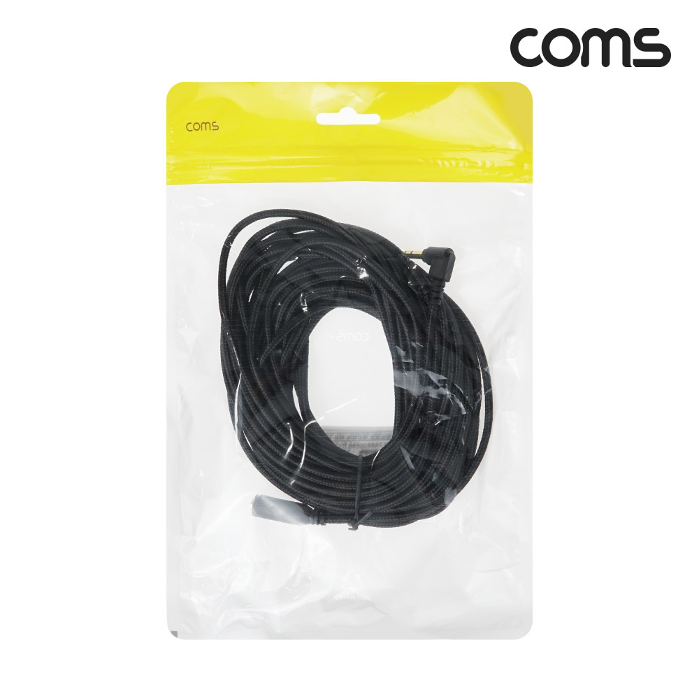 Coms 3극 연장 메쉬 케이블 10m 3.5mm 3극 M 꺾임 to F AUX Stereo, 순수 무산소동선 사용