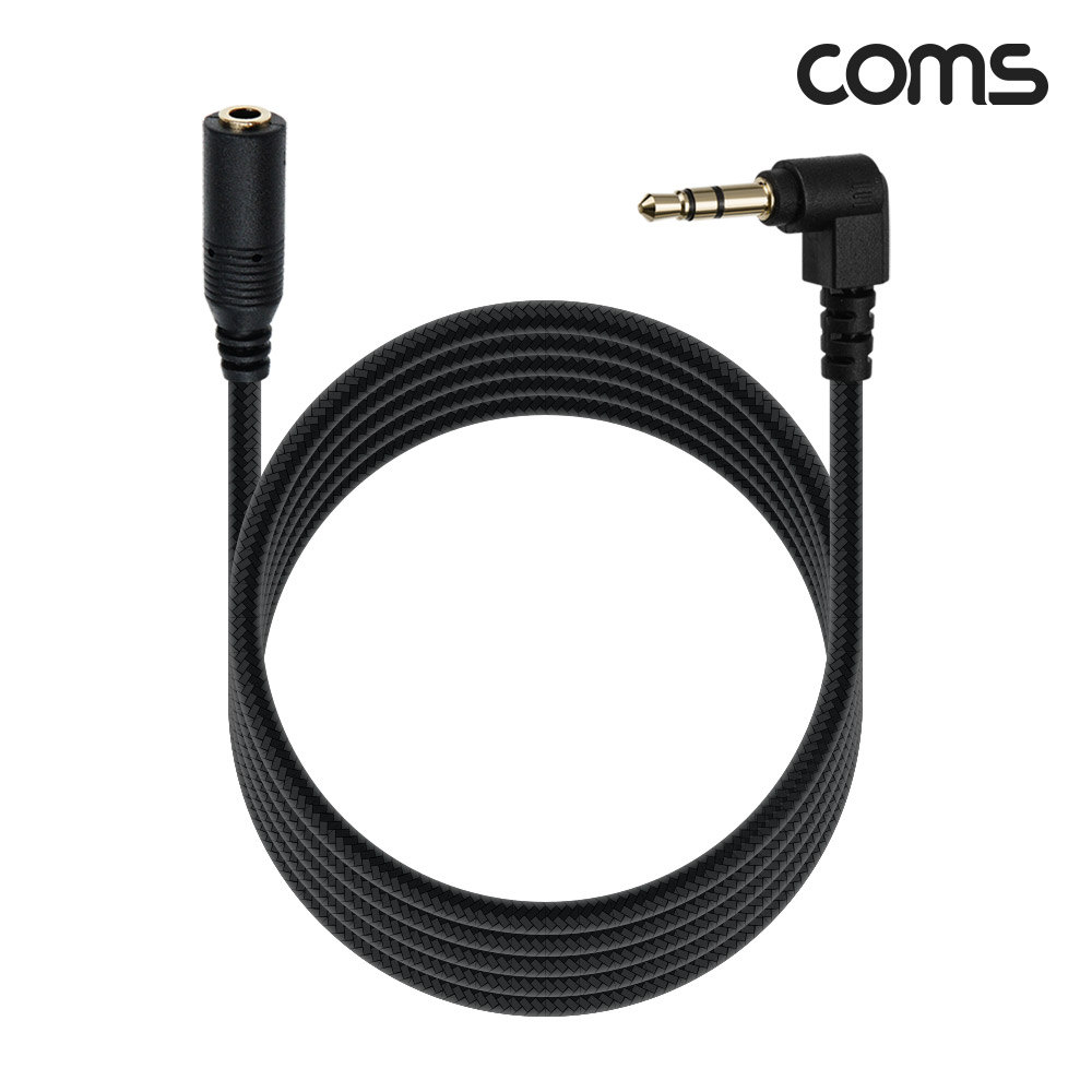 Coms 3극 연장 메쉬 케이블 3m 3.5mm 3극 M 꺾임 to F AUX Stereo, 순수 무산소동선 사용