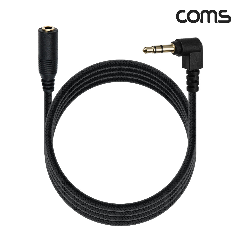 Coms 3극 연장 메쉬 케이블 2m 3.5mm 3극 M 꺾임 to F AUX Stereo, 순수 무산소동선 사용