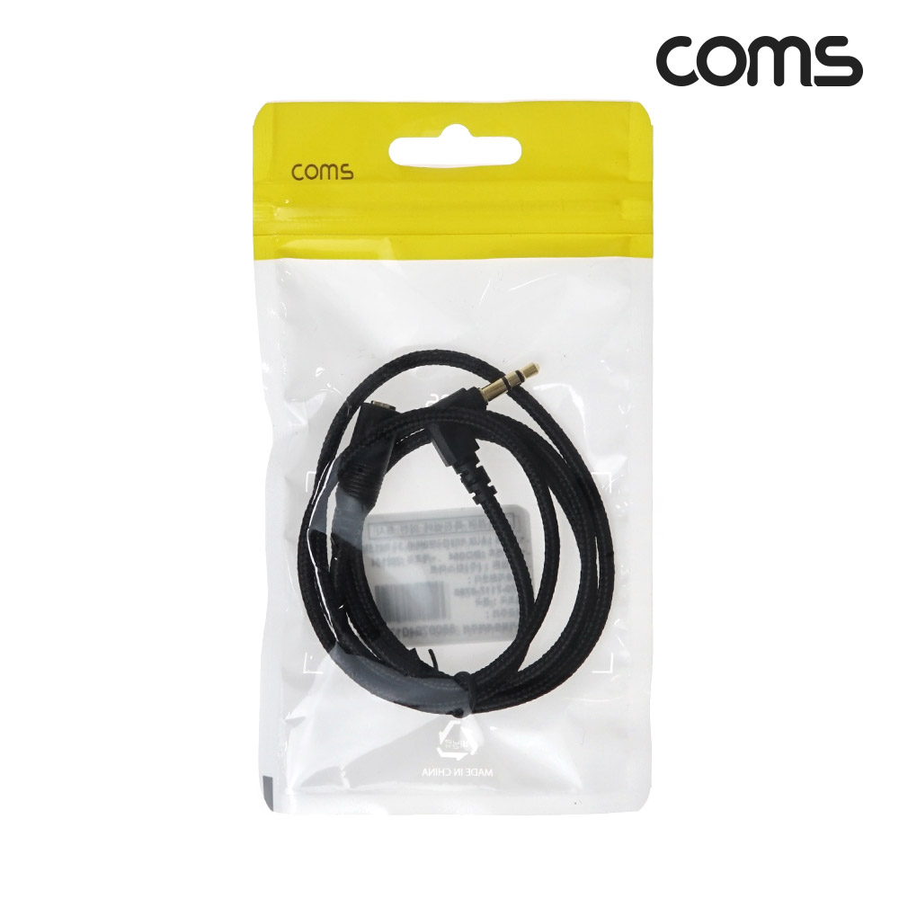 Coms 3극 연장 메쉬 케이블 1m 3.5mm 3극 M 꺾임 to F AUX Stereo, 순수 무산소동선 사용