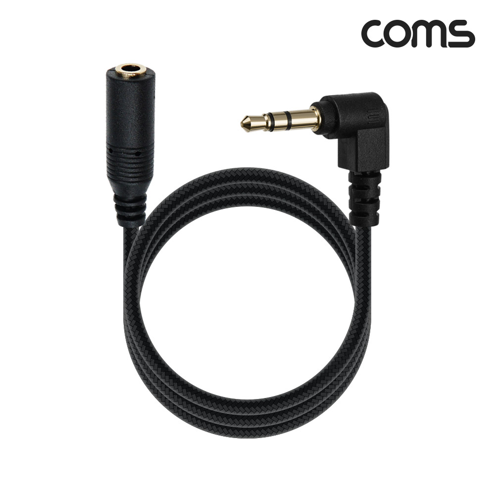 Coms 3극 연장 메쉬 케이블 60cm 3.5mm 3극 M 꺾임 to F AUX Stereo, 순수 무산소동선 사용