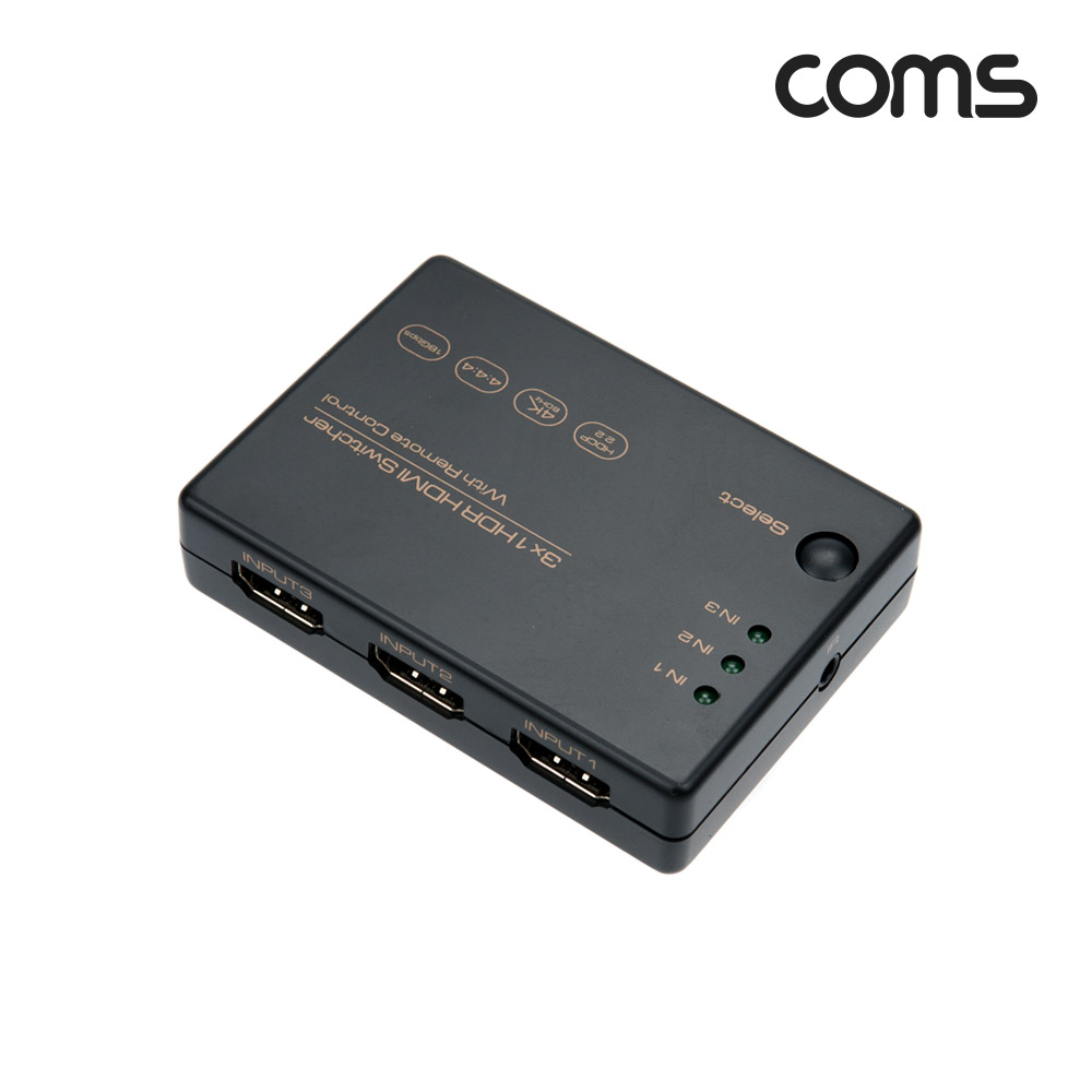 Coms HDMI 2.0 선택기 (3:1) / 4K@60Hz / IR / 리모컨 / HDR / HDCP 2.2