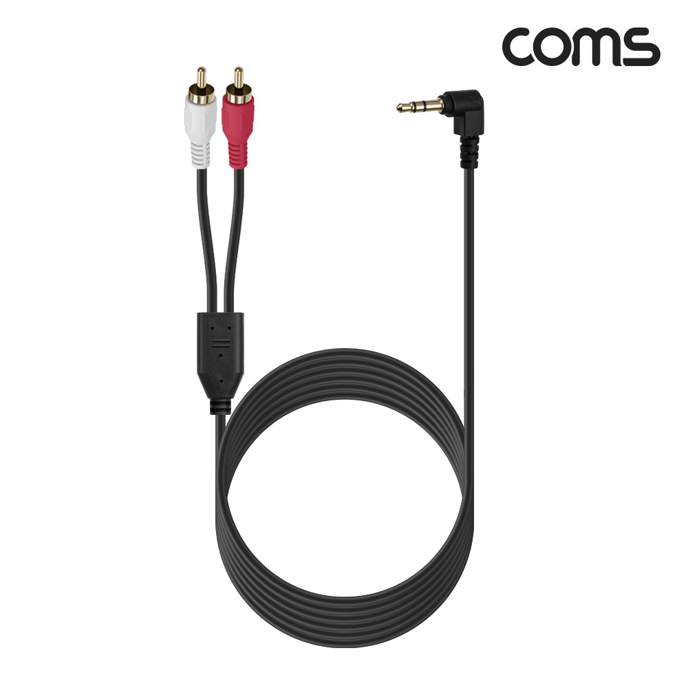 Coms 스테레오 3극 to RCA 2선 케이블 3m, 3.5mm Stereo 3극 M 꺾임 to 2RCA M
