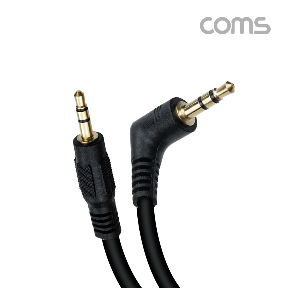 Coms AUX 케이블 (3극) 한쪽 꺾임(꺽임), 30cm, 스테레오 3.5ø, stereo