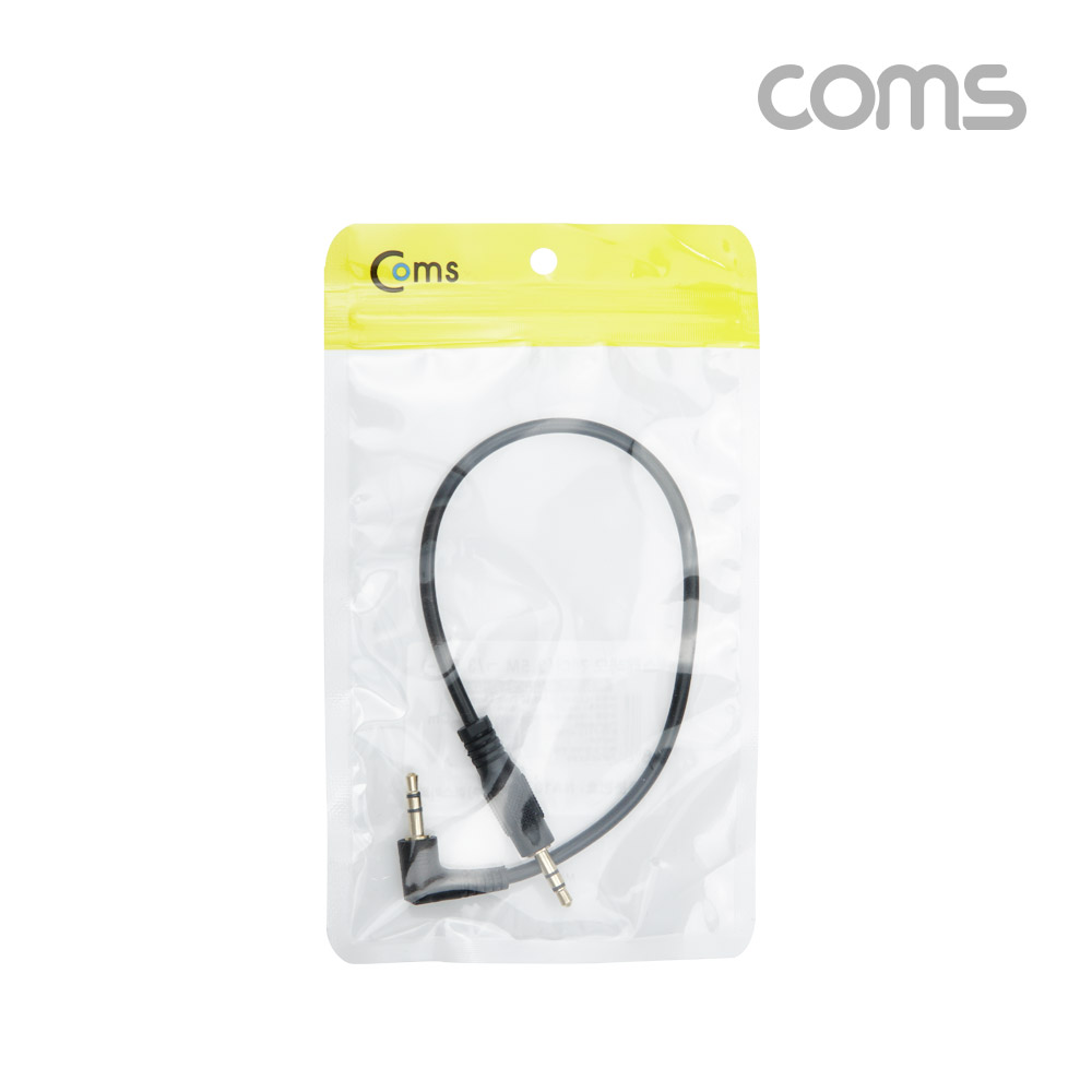 Coms AUX 케이블 (3극) 한쪽 꺾임(꺽임), 30cm, 스테레오 3.5ø, stereo