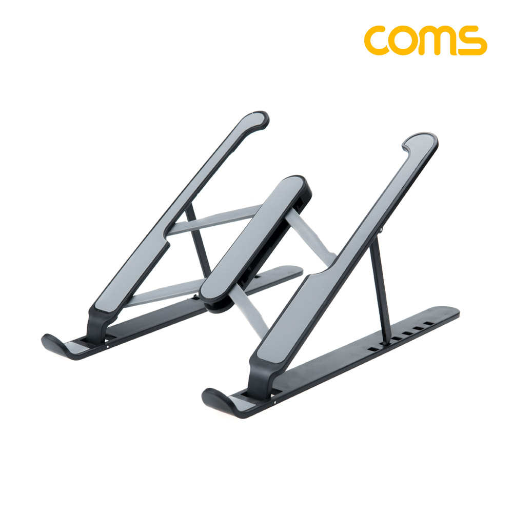 Coms 접이식 휴대용 노트북, 태블릿 스탠드 (거치대, 다용도, 받침대), 6단 각도 조절, 블랙