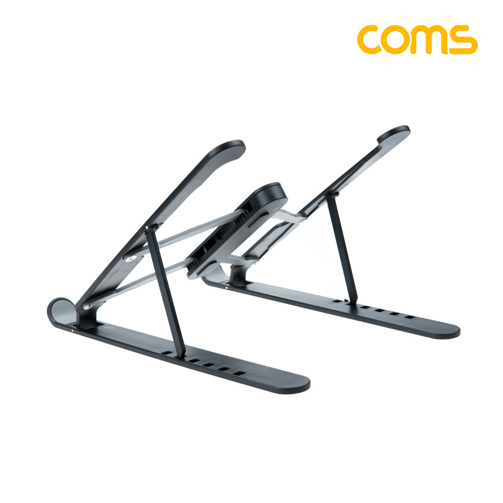 Coms 접이식 휴대용 노트북, 태블릿 스탠드 (거치대, 다용도, 받침대), 6단 각도 조절, 블랙