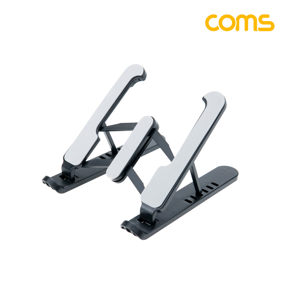Coms 접이식 스마트폰 거치대, 스탠드, 6단조절, 탁상용, 휴대용, Black