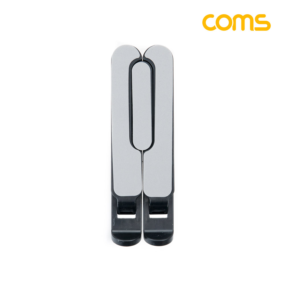 Coms 접이식 스마트폰 거치대, 스탠드, 6단조절, 탁상용, 휴대용, Black