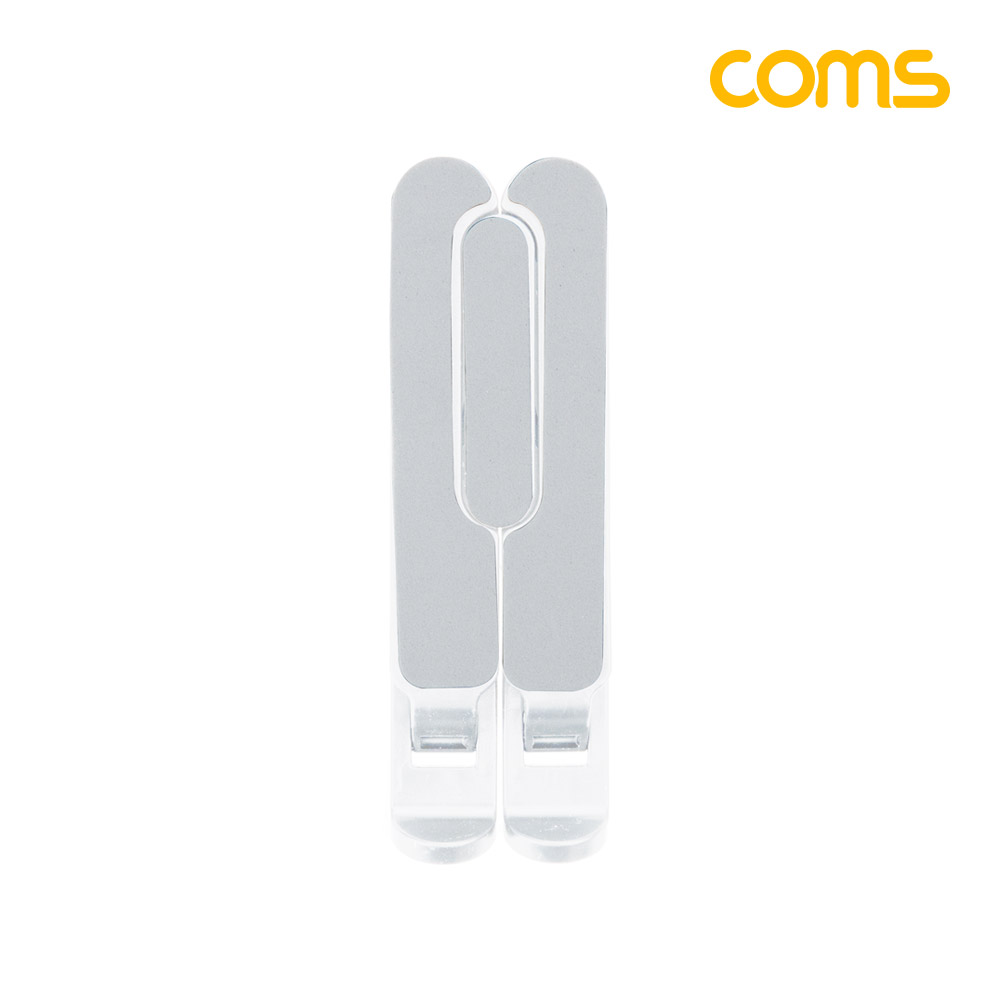 Coms 접이식 스마트폰 거치대, 스탠드, 6단조절, 탁상용, 휴대용, White