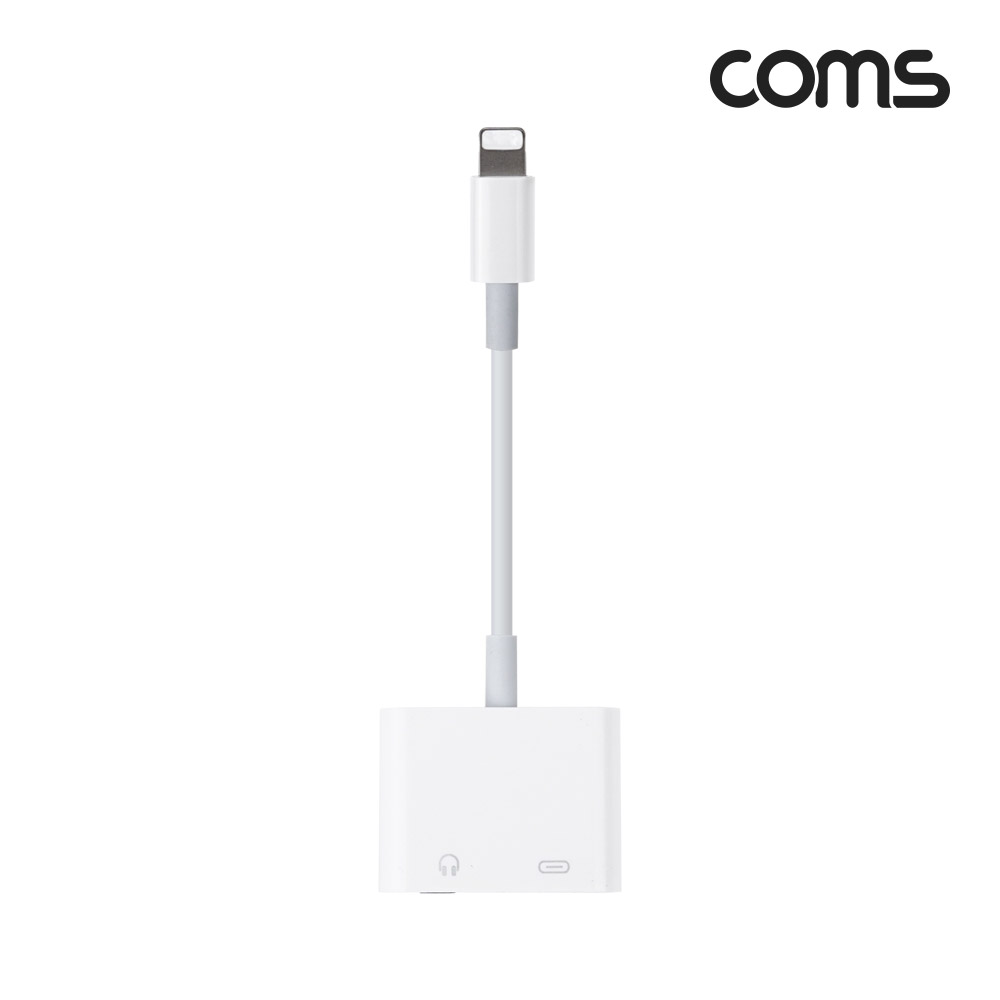 Coms iOS 8핀(8Pin) to 3.5mm 이어폰 단자 AUX 젠더, 충전+음악감상, 케이블, 스테레오