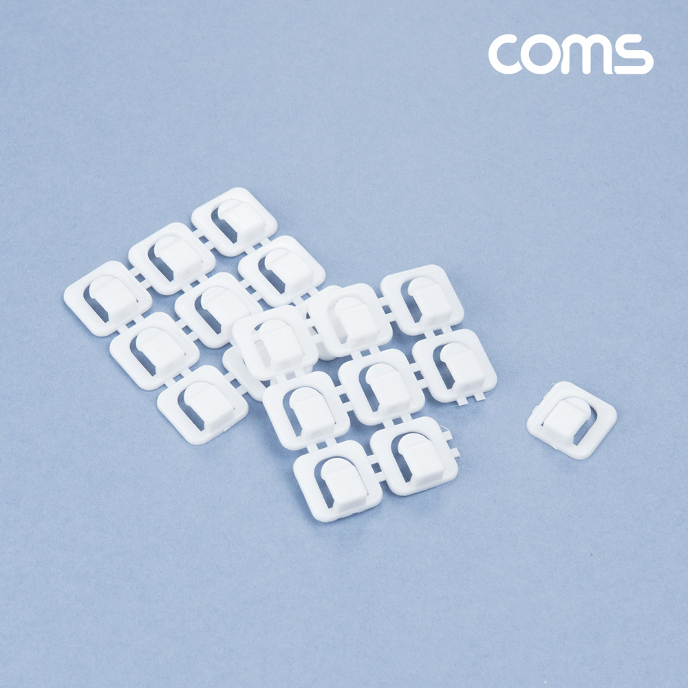 Coms 미니 클립 후크, 케이블 전선 정리기, 18개입, 소형, 케이블 오거나이저, White