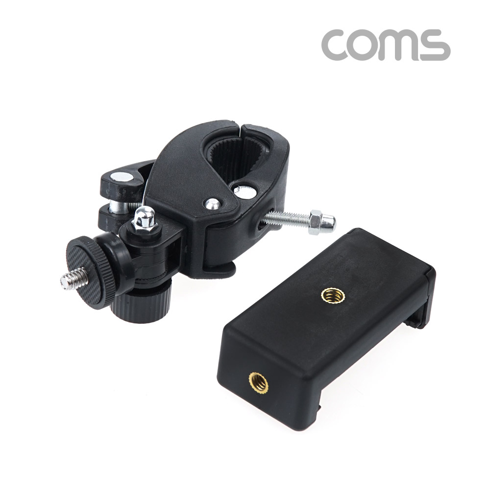 Coms 스마트폰 집게형 거치대, 클램프, 스탠드 연결(촬영 카메라, 조명 등), 나사 고정 집게, 추가 거치