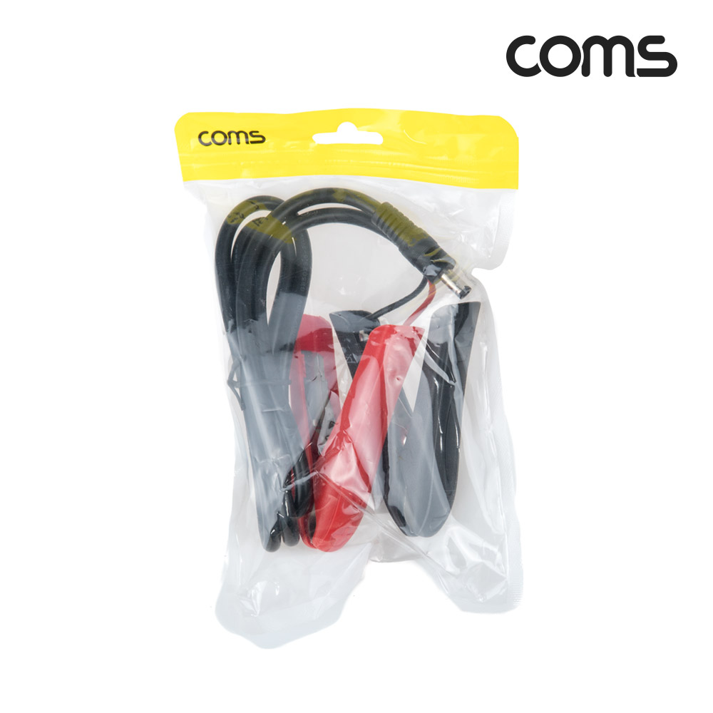 Coms +/- 악어클립(적/흑) DC(M) 케이블, DC 외경 5.5/ 내경 2.1, 집게형, 1M