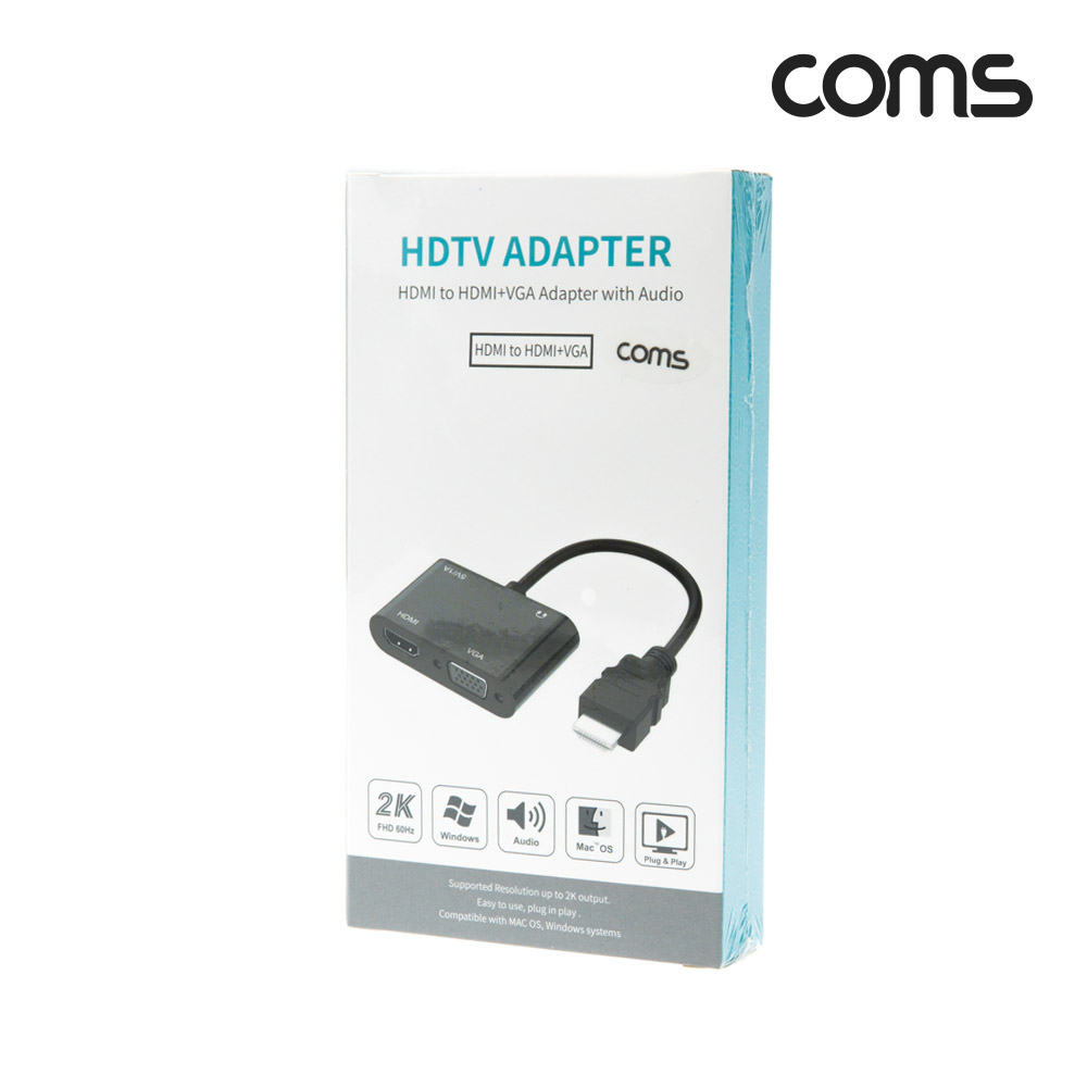Coms HDMI 컨버터 / HDMI to HDMI/VGA/화면복제(미러링)/동시출력/오디오지원, 1080P FHD RGB D-SUB