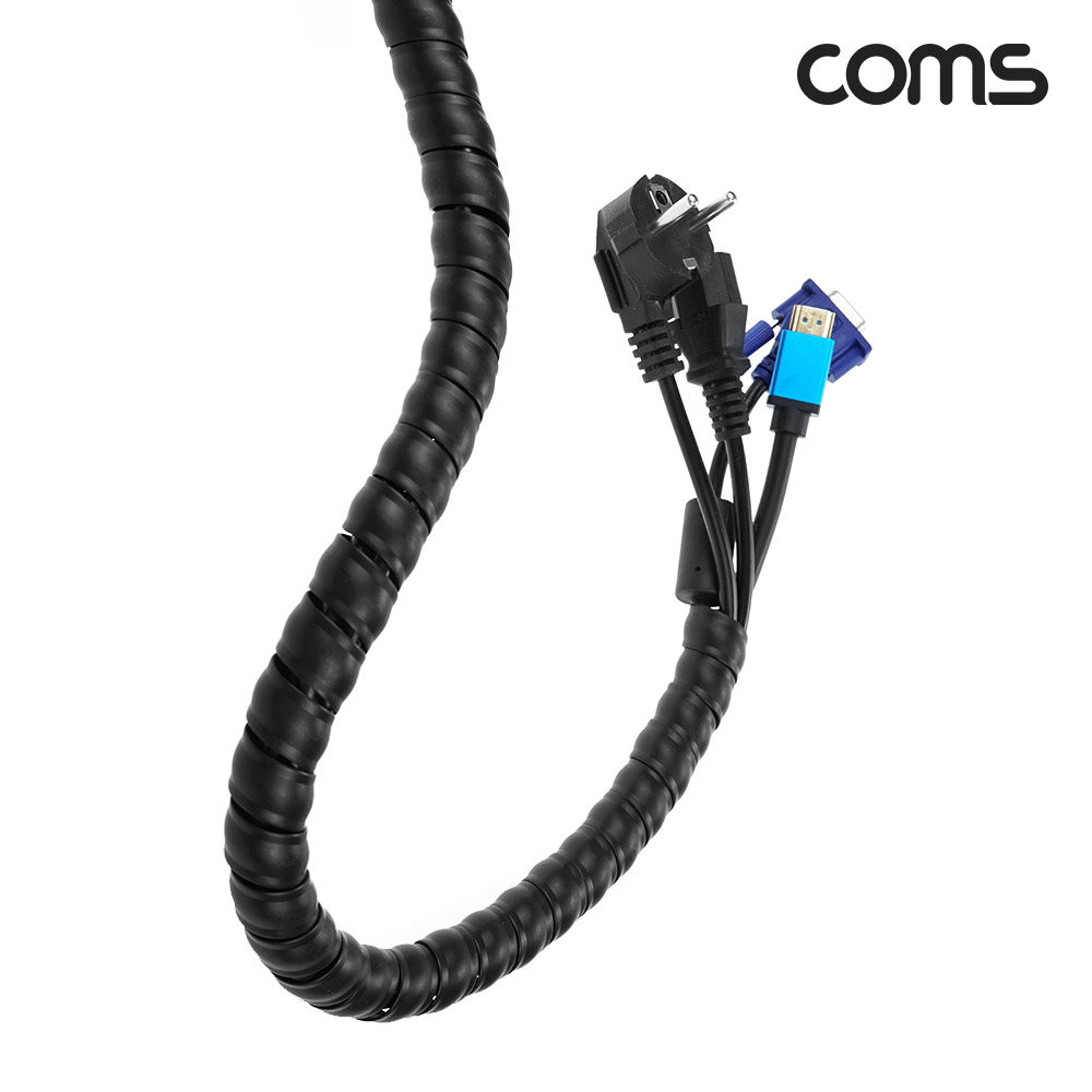 Coms 헤리칼밴드 12mm 매직케이블 돼지꼬리케이블 케이블타이 전선정리 전선보호