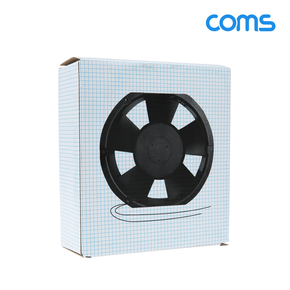 Coms 다용도 환풍기 사각 쿨러, AC 220V 전원 제작용 2선, 쿨러 케이스 Case, 쿨링, 그릴(보호망), 산업용, 화장실, 창고, 산업현장, 환기구, 150mm, 38W, 볼 베어링