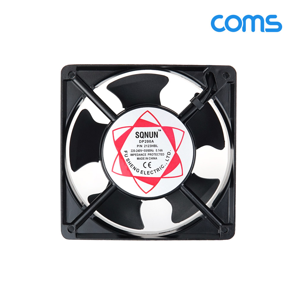 Coms 다용도 환풍기 사각 쿨러, AC 220V 전원 제작용 2선, 쿨러 케이스 Case, 쿨링, 그릴(보호망), 산업용, 화장실, 창고, 산업현장, 환기구, 120mm, 20W, 볼 베어링