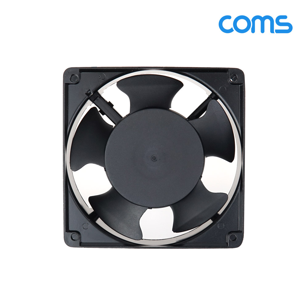 Coms 다용도 환풍기 사각 쿨러, AC 220V 전원 제작용 2선, 쿨러 케이스 Case, 쿨링, 그릴(보호망), 산업용, 화장실, 창고, 산업현장, 환기구, 120mm, 20W, 볼 베어링