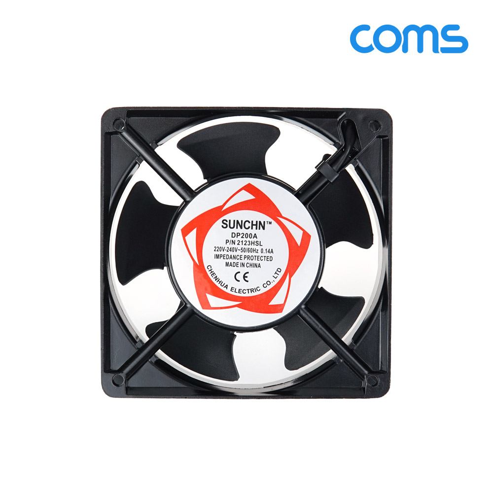 Coms 다용도 환풍기 사각 쿨러, AC 220V 전원 제작용 2선, 쿨러 케이스 Case, 쿨링, 그릴(보호망), 산업용, 화장실, 창고, 산업현장, 환기구, 120mm, 20W, 슬리브 베어링