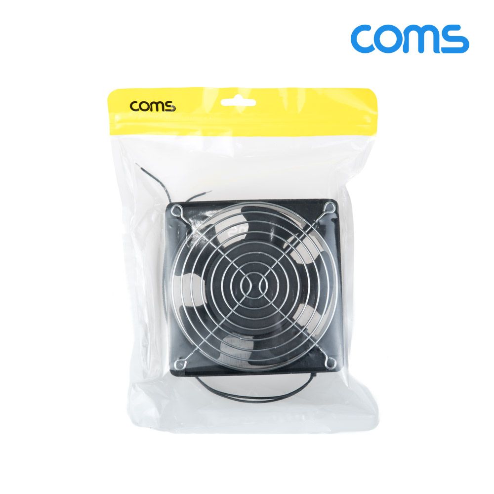 Coms 다용도 환풍기 사각 쿨러, AC 220V 전원 제작용 2선, 쿨러 케이스 Case, 쿨링, 그릴(보호망), 산업용, 화장실, 창고, 산업현장, 환기구, 120mm, 20W, 슬리브 베어링