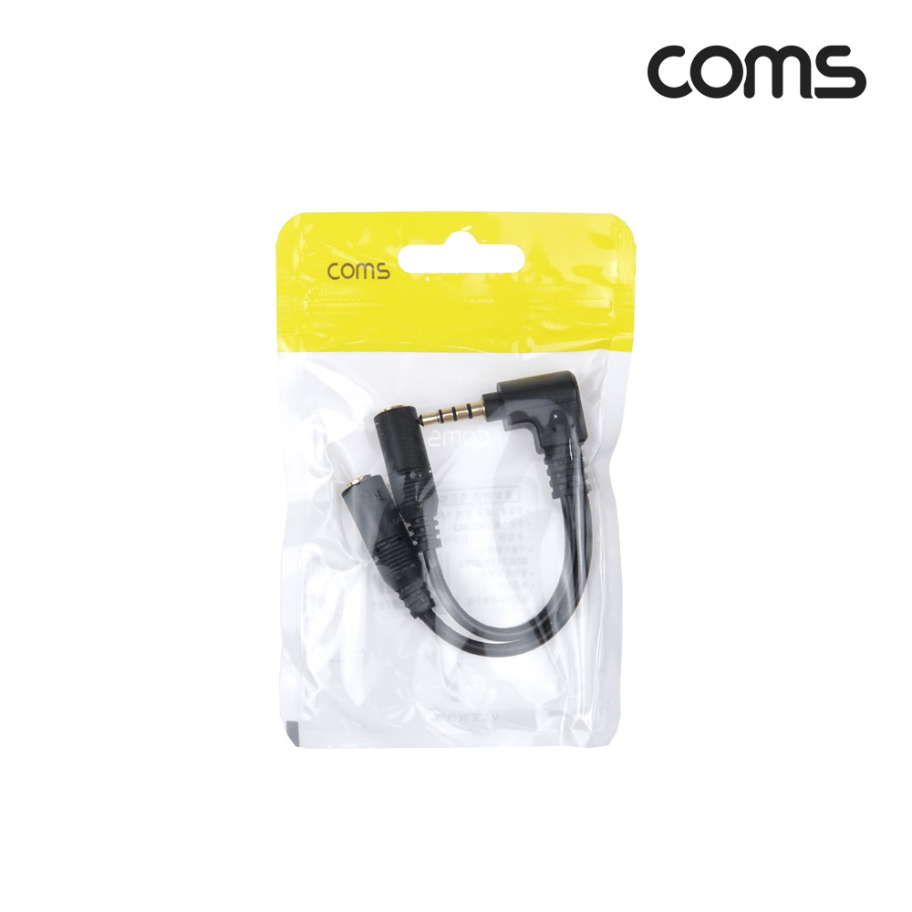 Coms 스테레오 4극 2분배 케이블, 젠더, 10cm, AUX, ST 3.5 Male to ST 3.5 Female x 2