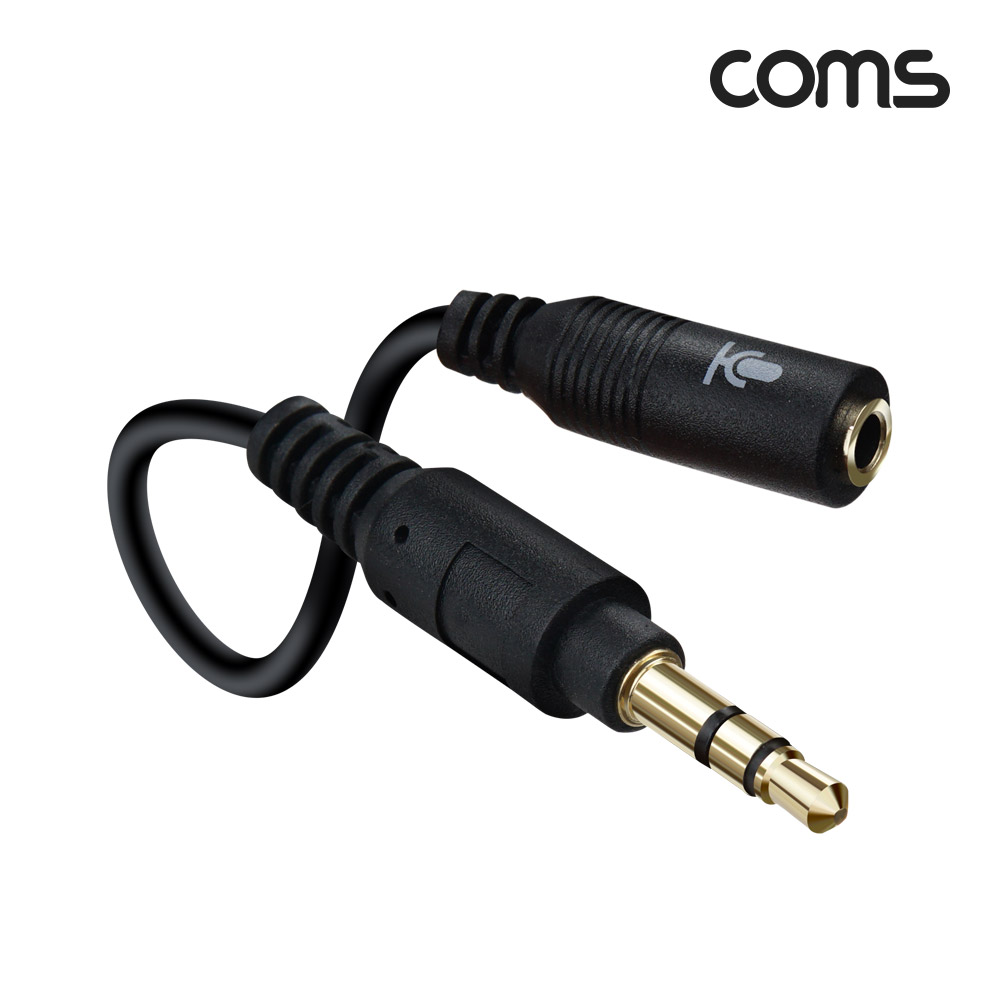 Coms 스테레오 2극 마이크 to 3극 케이블, 젠더, 10cm, AUX, stereo 3.5, 마이크 연결, 변환