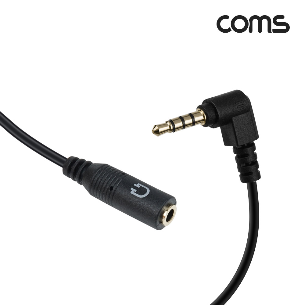 Coms 스테레오 4극 꺾임 to 3극 이어폰 변환 케이블 젠더, AUX, ST 3.5mm Male/Female