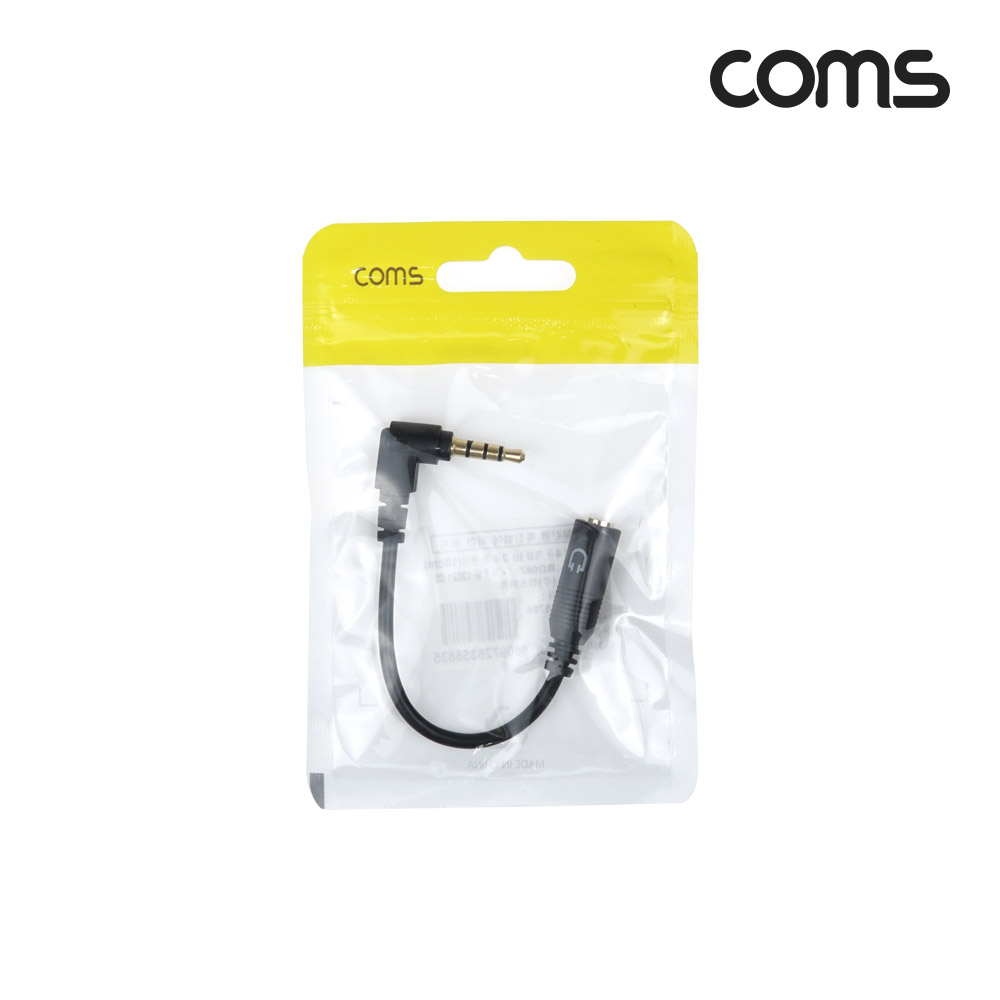 Coms 스테레오 4극 꺾임 to 3극 이어폰 변환 케이블 젠더, AUX, ST 3.5mm Male/Female
