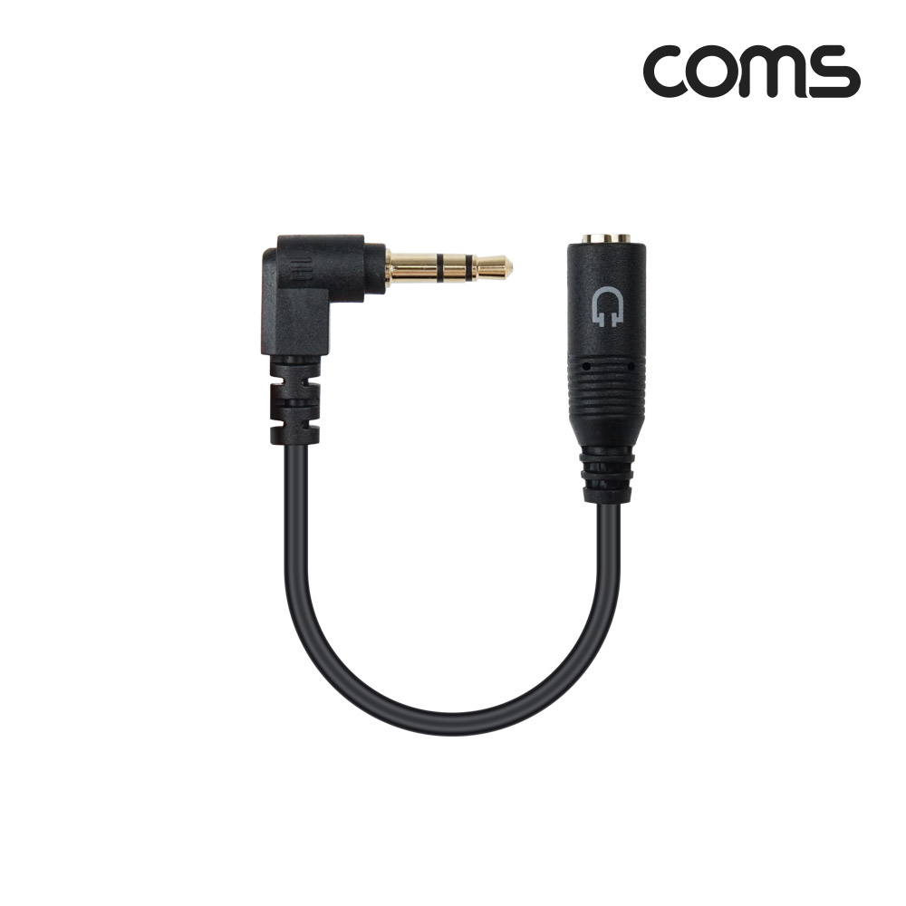 Coms 스테레오 3극 꺾임 to 4극 이어폰 변환 케이블 젠더, AUX, ST 3.5mm Male/Female