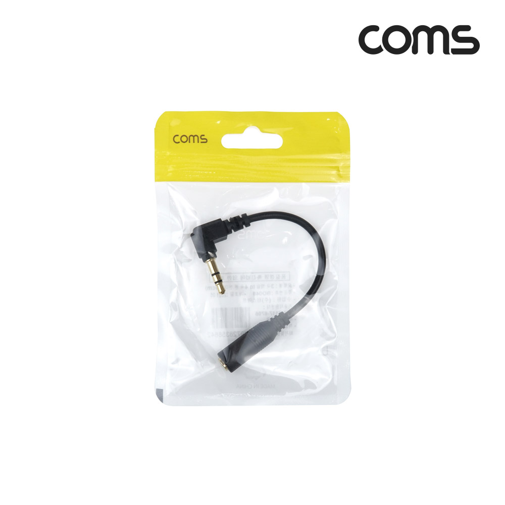 Coms 스테레오 3극 꺾임 to 4극 이어폰 변환 케이블 젠더, AUX, ST 3.5mm Male/Female