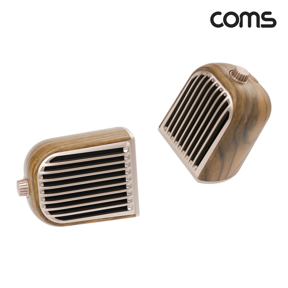 Coms 분리형 블루투스 스피커 라이트우드, 고품격사운드 10W 좌우분리 자석부착기능 서브우퍼내장 TWS 3D입체스테레오 유선지원 휴대용 데스크톱PC스피커