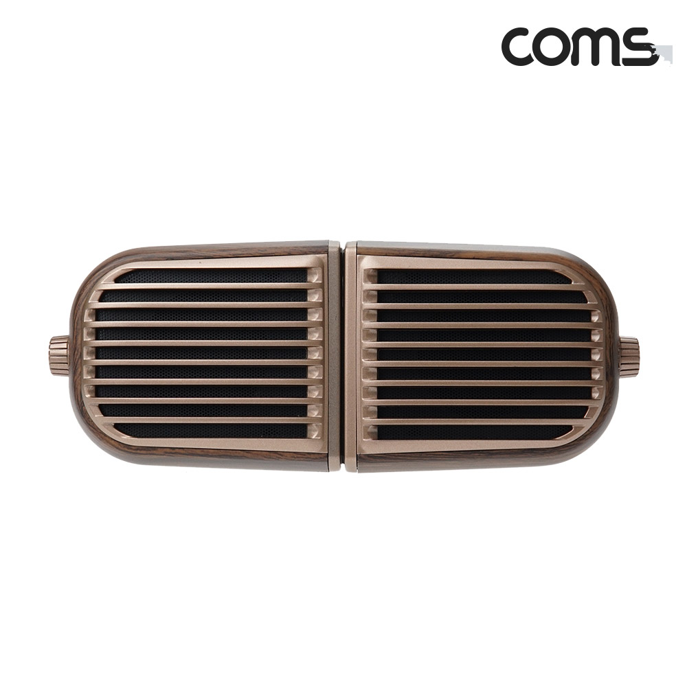 Coms 분리형 블루투스 스피커 다크우드, 고품격사운드 10W 좌우분리 자석부착기능 서브우퍼내장 TWS 3D입체스테레오 유선지원 휴대용 데스크톱PC스피커