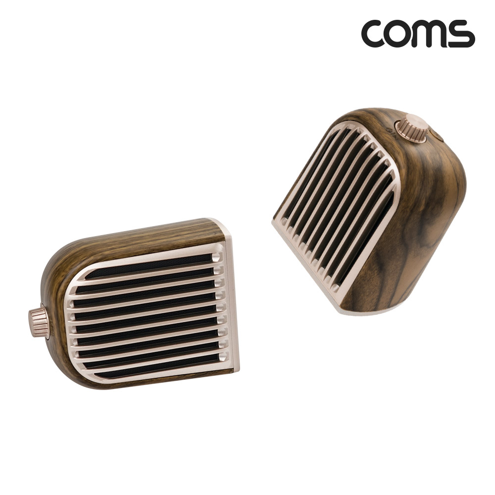 Coms 분리형 블루투스 스피커 다크우드, 고품격사운드 10W 좌우분리 자석부착기능 서브우퍼내장 TWS 3D입체스테레오 유선지원 휴대용 데스크톱PC스피커