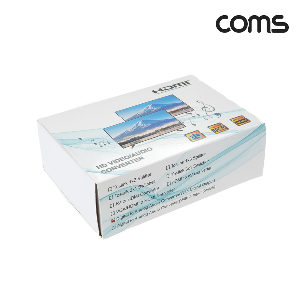 Coms 오디오 광 컨버터(디지털 to 아날로그+디지털 오디오), Dolby, DTS, AC3, Toslink, Coaxial