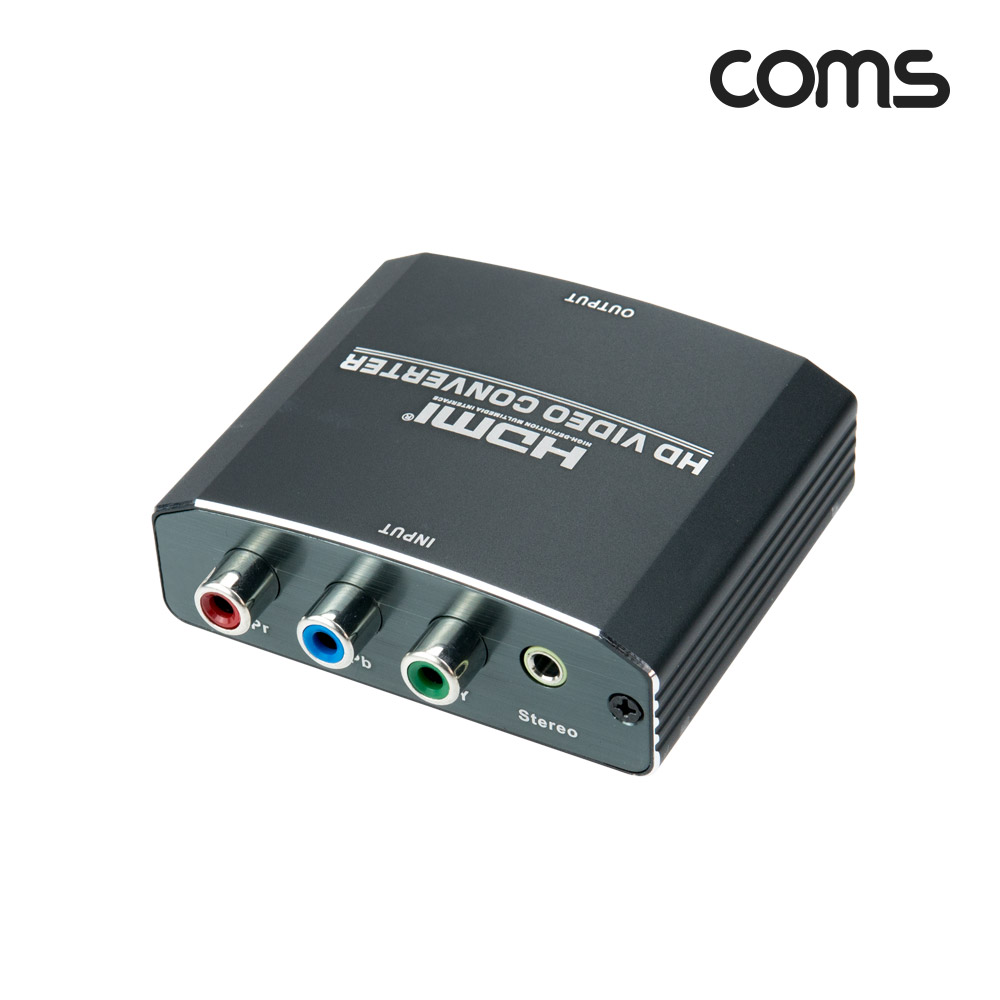 Coms 컴포넌트 to HDMI 컨버터, YPbPR + 스테레오 3.5mm, 구형 아날로그 변환, 2RCA to Stereo 케이블 제공
