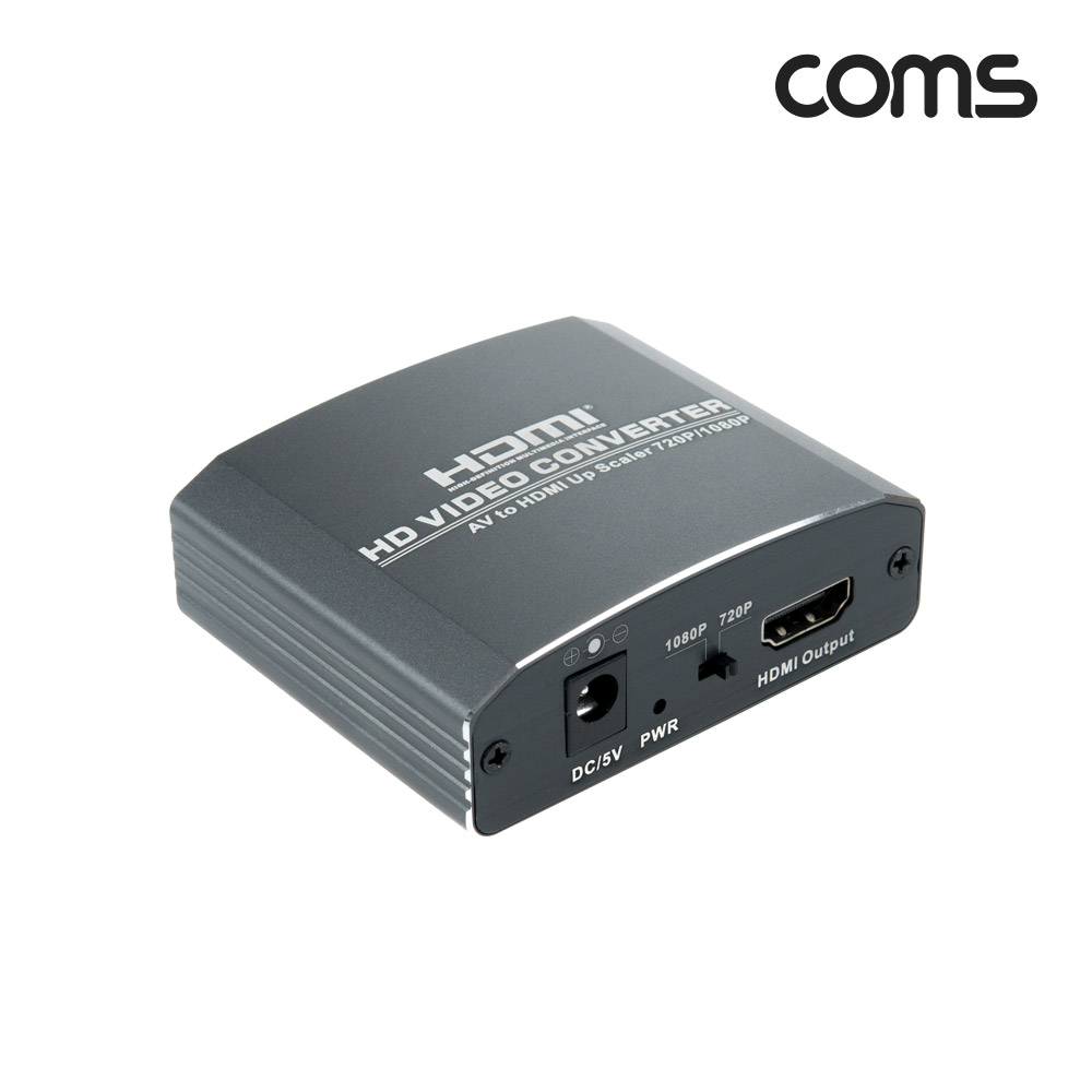 Coms AV to HDMI 컨버터, 3RCA -> HDMI + 오디오, 스테레오 3.5mm, 1080P, 720P, CVBS, L/R