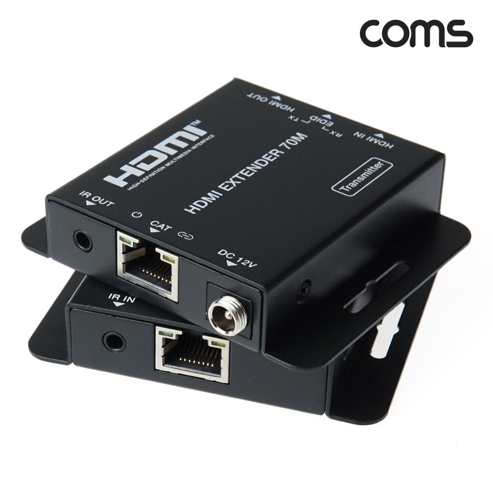 Coms 초슬림 HDMI 리피터 RJ45 1선 최대70M 거리연장기 Extender 4K@30Hz UHD (EDID, IR 컨트롤, POE 지원)