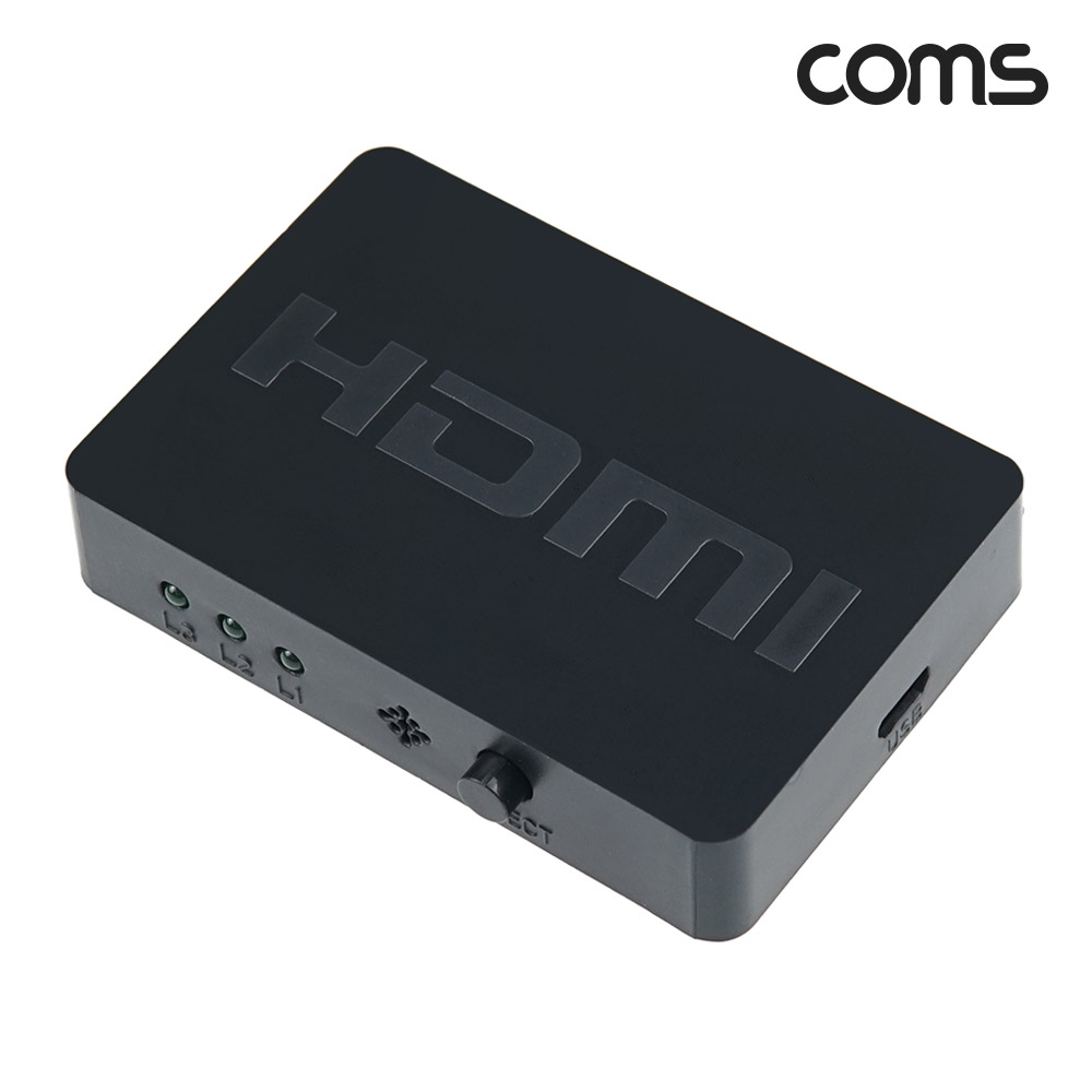Coms HDMI 3x1 선택기 4K@30Hz 내장형IR 리모컨제공 HDMI1.4a HDCP 2.2