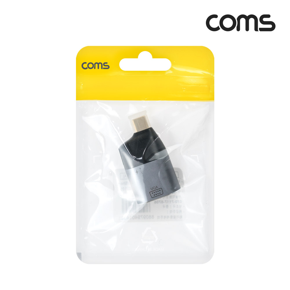 Coms USB 3.1(Type C) to VGA 컨버터 변환 젠더 C타입 to VGA 1080p@60Hz FHD D-SUB RGB