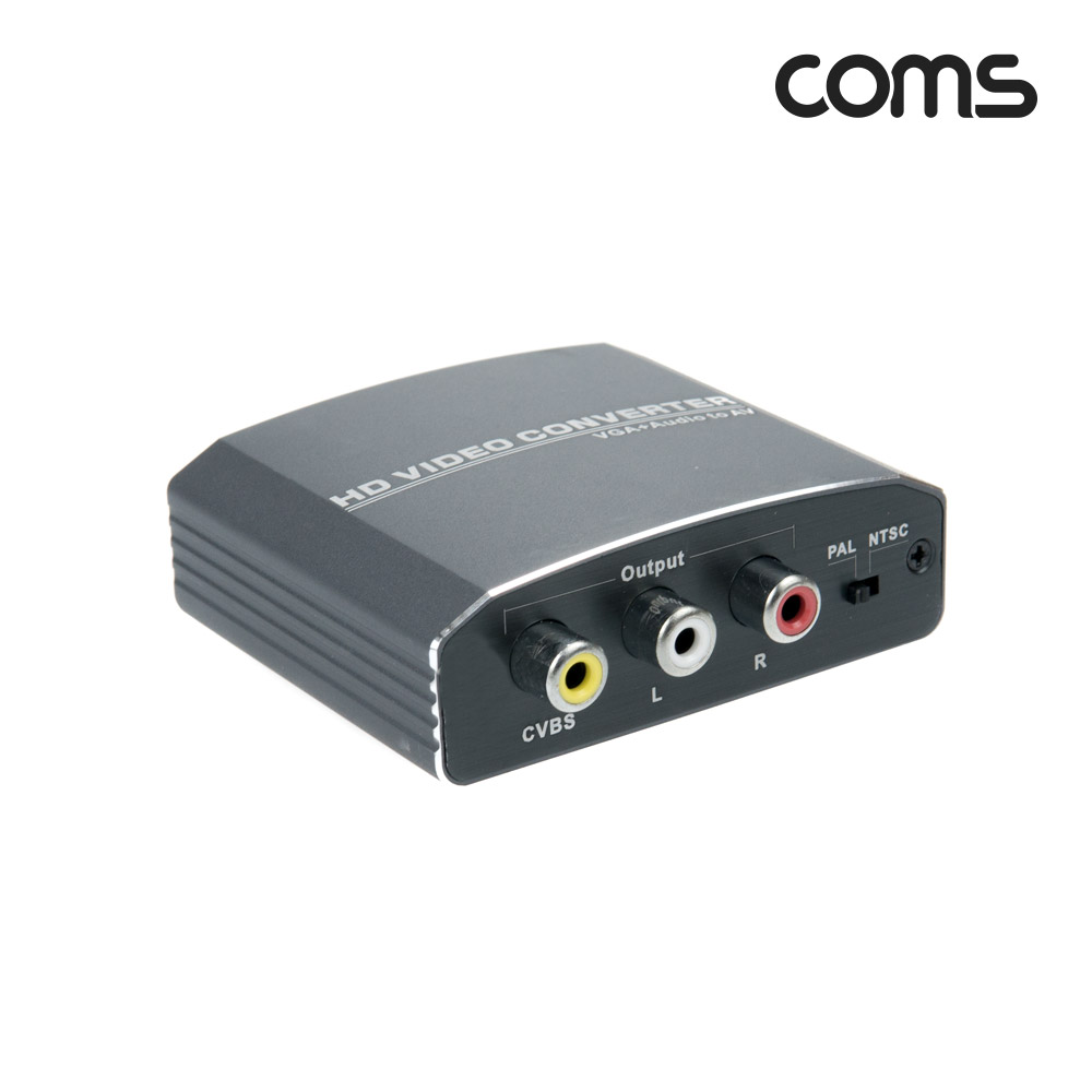 Coms VGA to AV 컨버터, VGA+오디오 -> AV, 스테레오 3.5mm, 1080P, 720P, CVBS, L/R 3RCA, NTSC/PAL