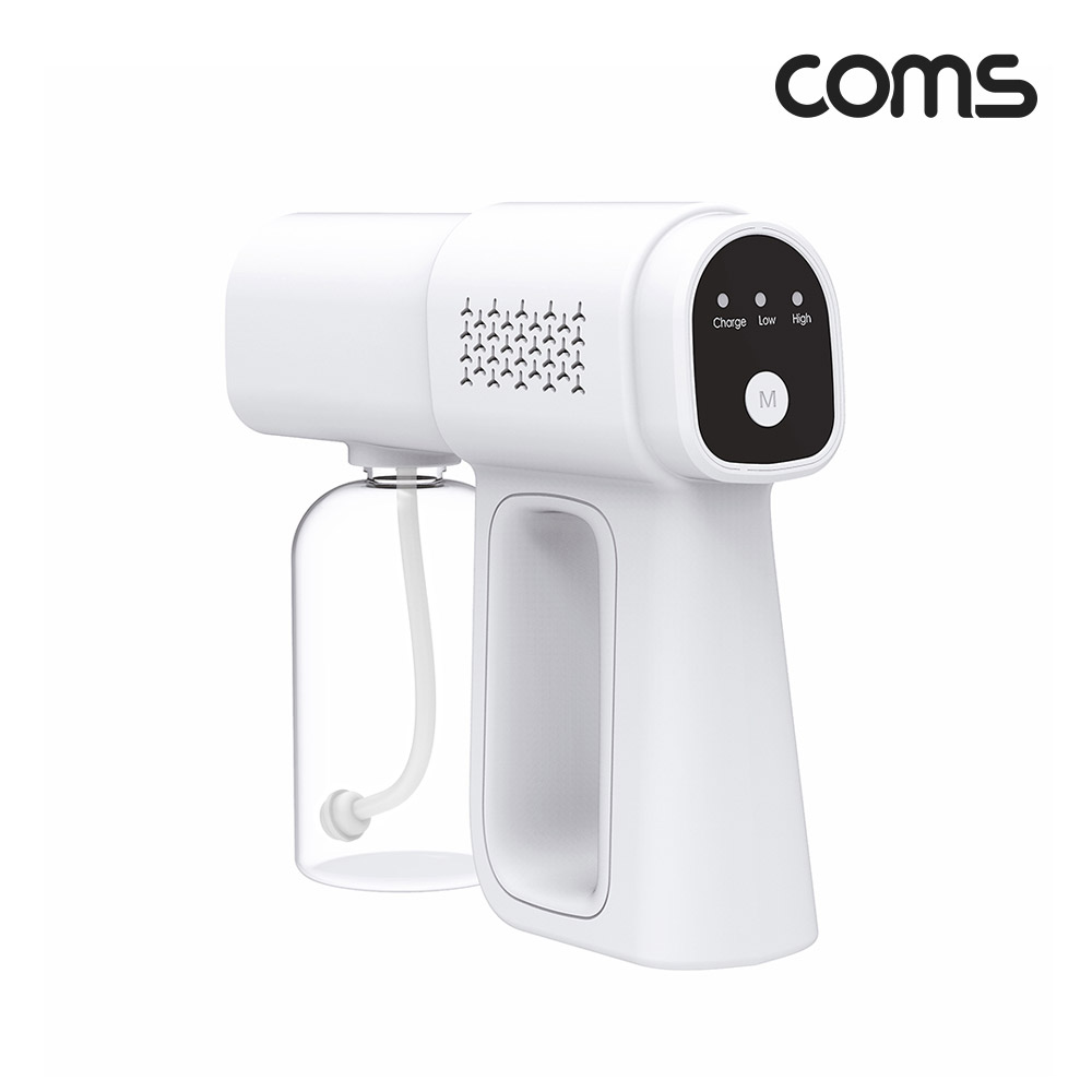 Coms 무선 나노 스프레이건, 분무기, 380mL, LED 라이트, 가정용, 자동 분사, 물뿌리개, 원예 청소 세차 소독 살균