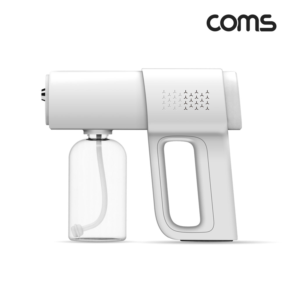 Coms 무선 나노 스프레이건, 분무기, 380mL, LED 라이트, 가정용, 자동 분사, 물뿌리개, 원예 청소 세차 소독 살균