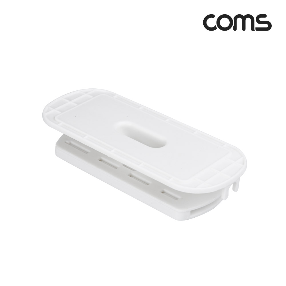 Coms 멀티탭 홀더, 슬라이드식 벽면 설치, 접착식, 고정 가이드, 선정리 거치대 정리함