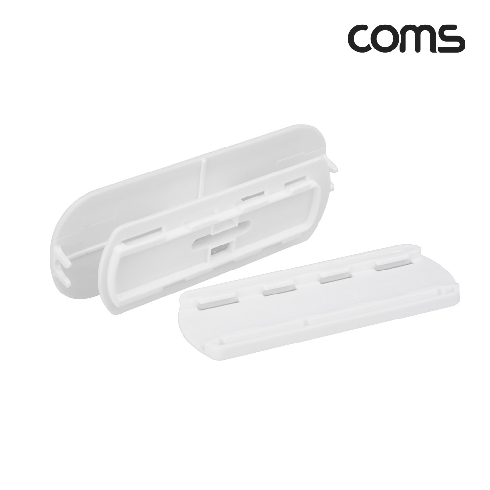 Coms 멀티탭 홀더, 슬라이드식 벽면 설치, 접착식, 고정 가이드, 선정리 거치대 정리함