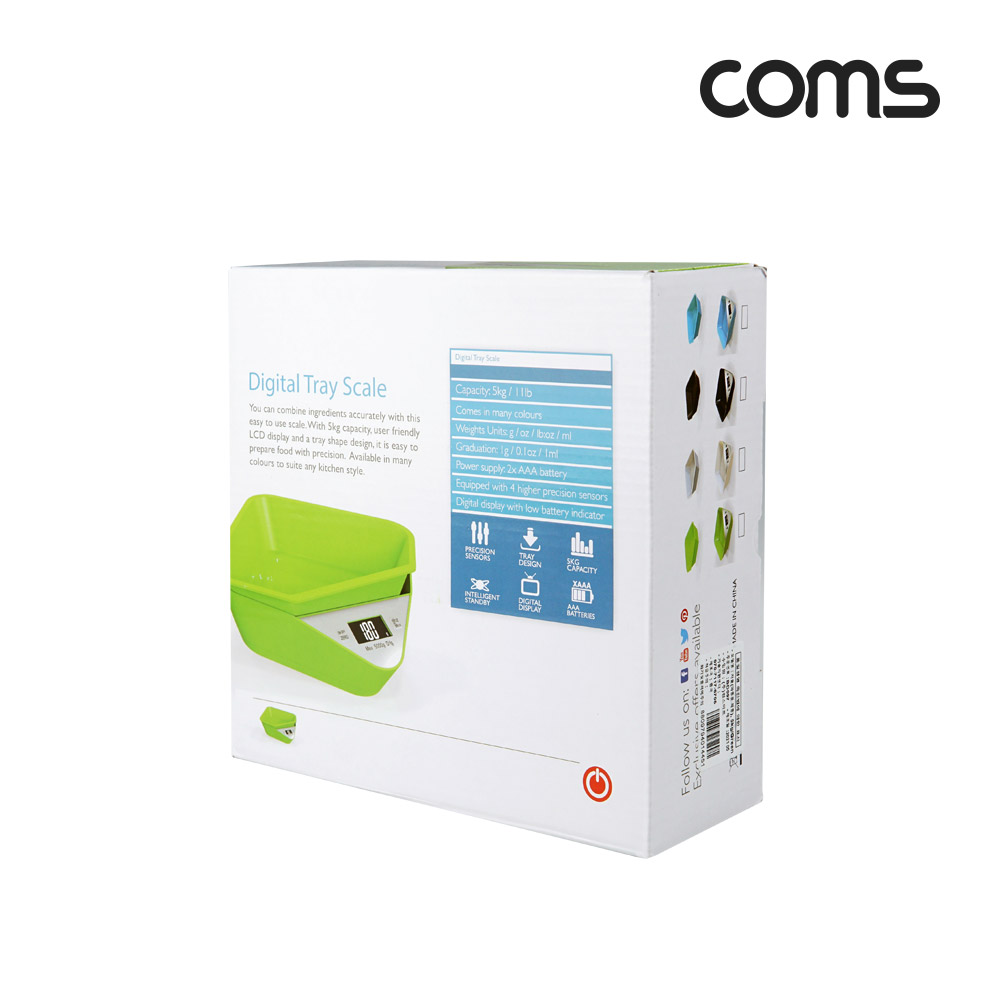 Coms 트레이 전자 저울, 디지털 주방저울, 전자저울, 영점기능, 측정단위, 자동전원종료, 절전기능, 요리 베이커리, 다용도