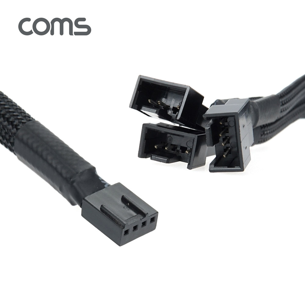 Coms 쿨러 케이블 4P Y형 20cm, 3선 메쉬망사보호관