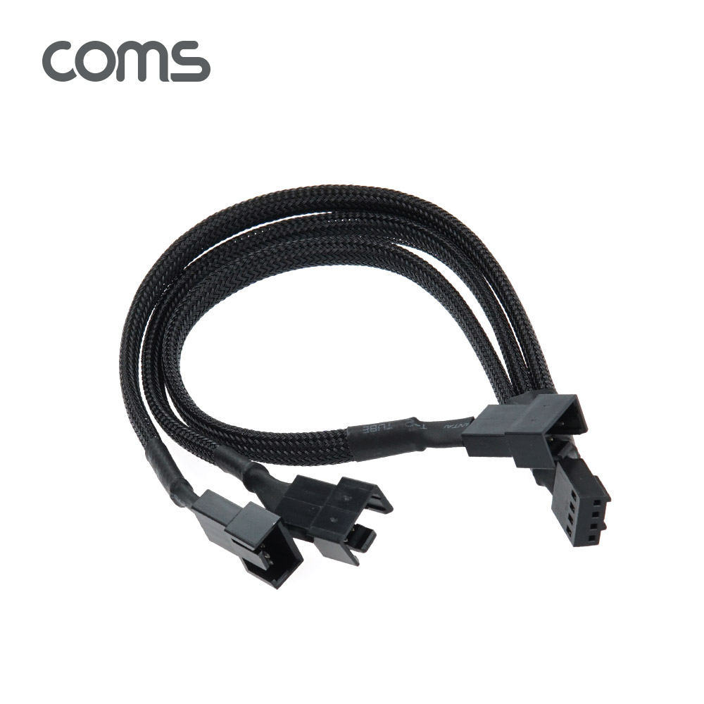 Coms 쿨러 케이블 4P Y형 20cm, 3선 메쉬망사보호관